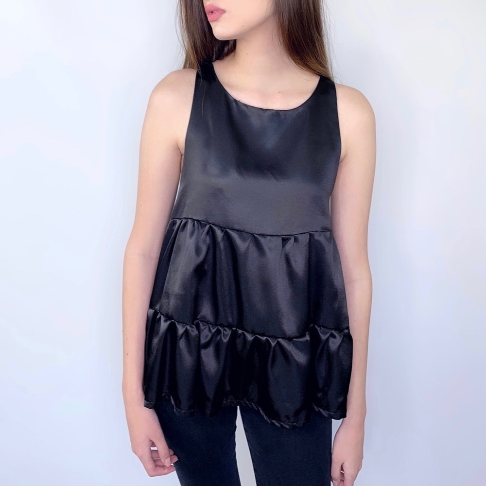 Black Babydoll Satin Top